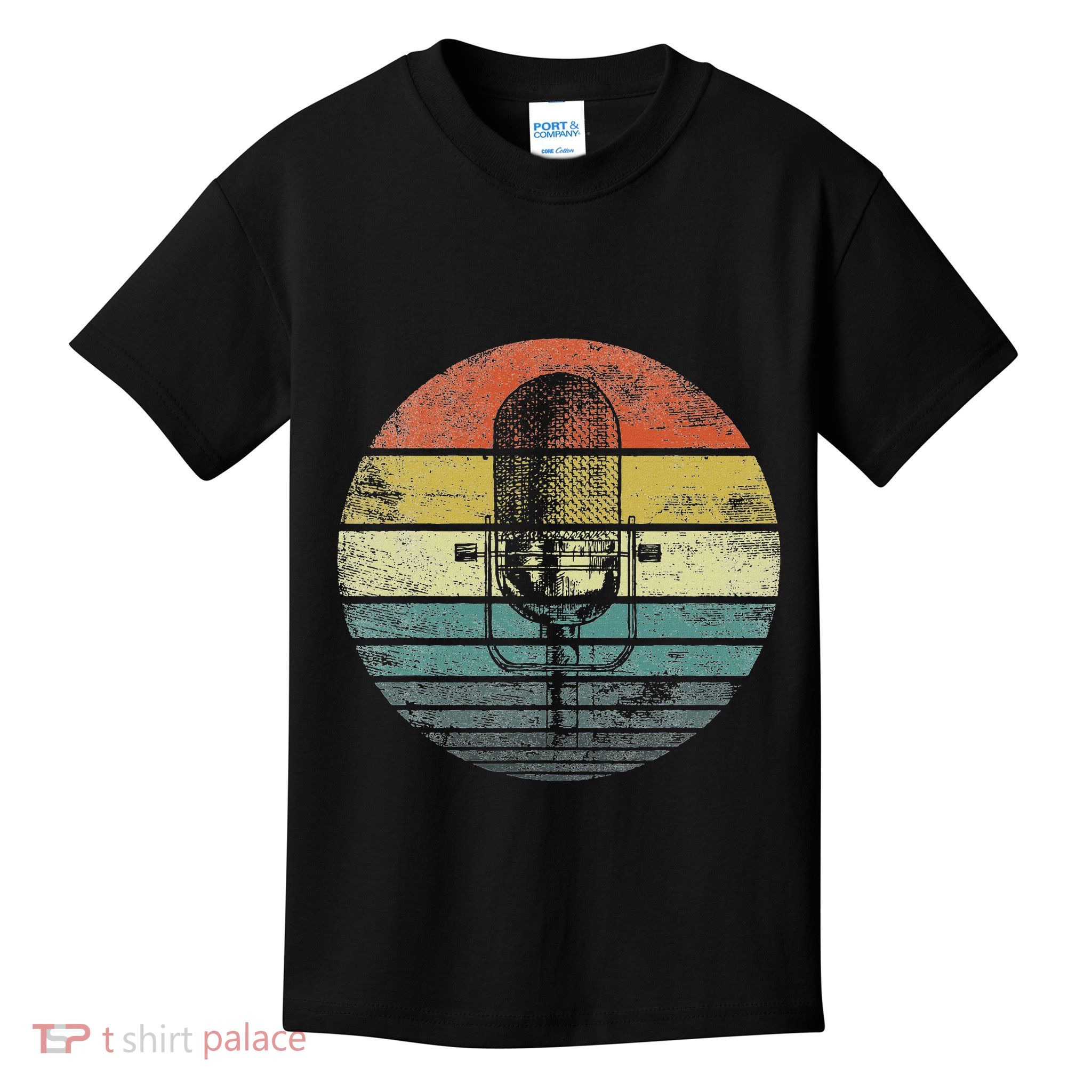 Singer Vocalist Musician Gift Funny Retro Microphone Singing Kids T-Shirt