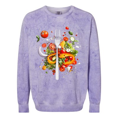 Saladkit Vegetable Motif Illustration Salad Kit Colorblast Crewneck Sweatshirt