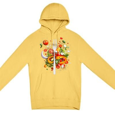 Saladkit Vegetable Motif Illustration Salad Kit Premium Pullover Hoodie