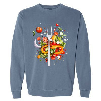 Saladkit Vegetable Motif Illustration Salad Kit Garment-Dyed Sweatshirt