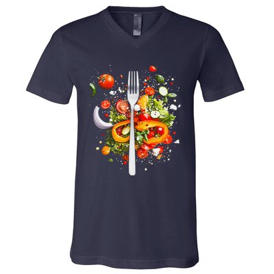 Saladkit Vegetable Motif Illustration Salad Kit V-Neck T-Shirt