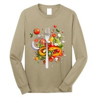 Saladkit Vegetable Motif Illustration Salad Kit Long Sleeve Shirt