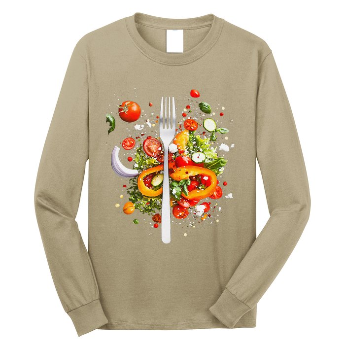 Saladkit Vegetable Motif Illustration Salad Kit Long Sleeve Shirt