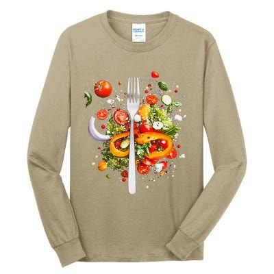 Saladkit Vegetable Motif Illustration Salad Kit Tall Long Sleeve T-Shirt