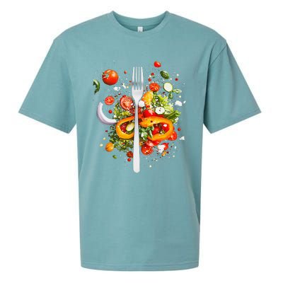 Saladkit Vegetable Motif Illustration Salad Kit Sueded Cloud Jersey T-Shirt