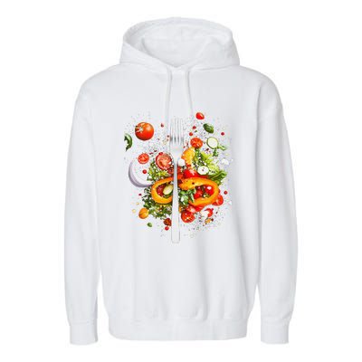 Saladkit Vegetable Motif Illustration Salad Kit Garment-Dyed Fleece Hoodie