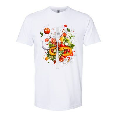 Saladkit Vegetable Motif Illustration Salad Kit Softstyle CVC T-Shirt