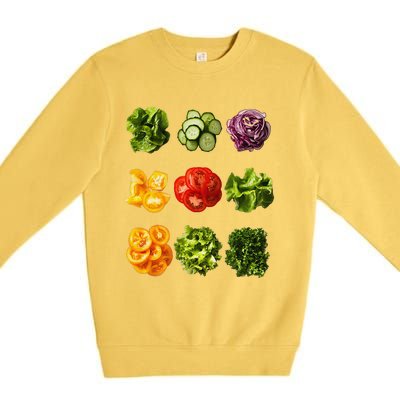 Saladkit Vegetable Motif Garden Saladkit Premium Crewneck Sweatshirt