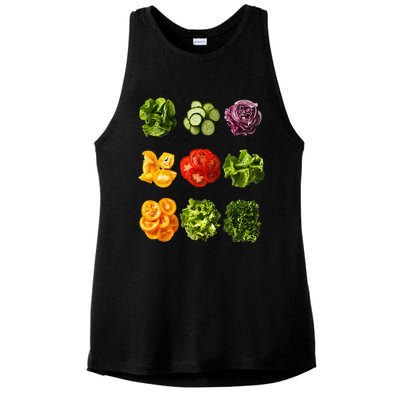 Saladkit Vegetable Motif Garden Saladkit Ladies PosiCharge Tri-Blend Wicking Tank