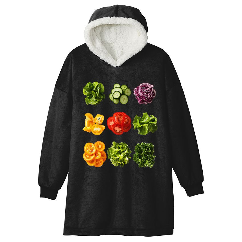 Saladkit Vegetable Motif Garden Saladkit Hooded Wearable Blanket
