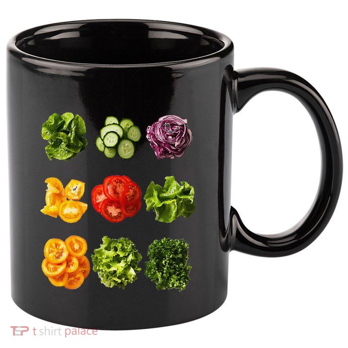 Saladkit Vegetable Motif Garden Saladkit 11oz C Handle Ceramic Mug