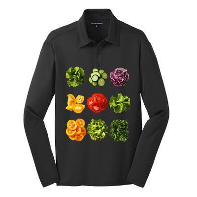 Saladkit Vegetable Motif Garden Saladkit Silk Touch Performance Long Sleeve Polo