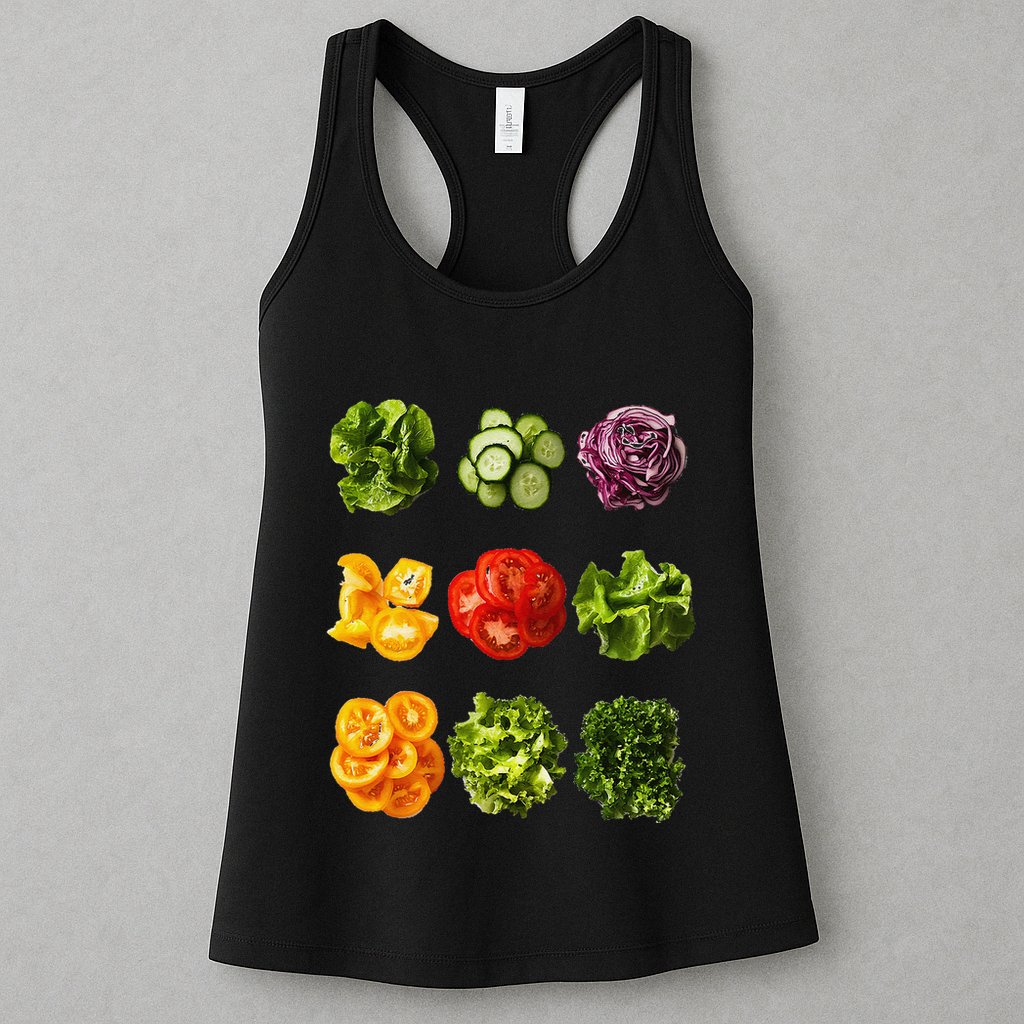 Saladkit Vegetable Motif Garden Saladkit Womens Tank Top