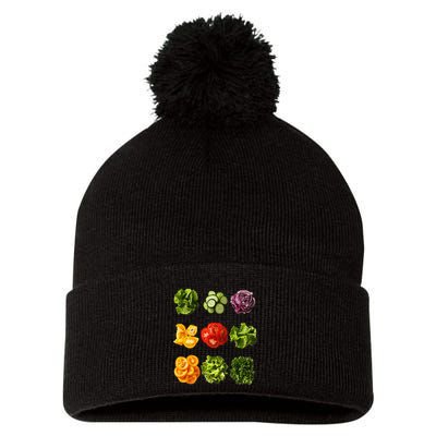 Saladkit Vegetable Motif Garden Saladkit Pom Pom 12in Knit Beanie