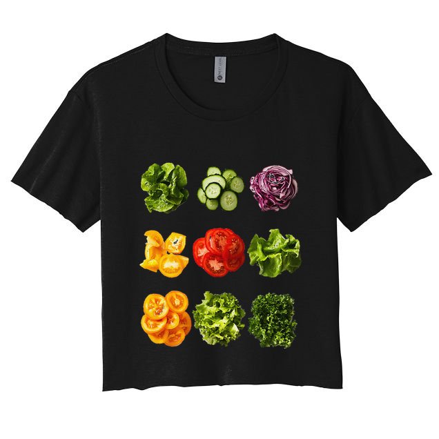 Saladkit Vegetable Motif Garden Saladkit Crop Top