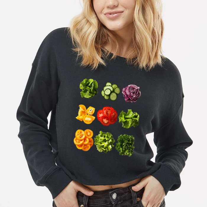 Saladkit Vegetable Motif Garden Saladkit Cropped Pullover Crew