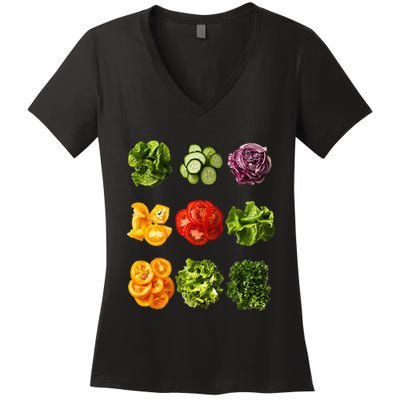Saladkit Vegetable Motif Garden Saladkit Women's V-Neck T-Shirt
