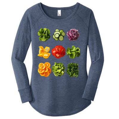 Saladkit Vegetable Motif Garden Saladkit Women's Perfect Tri Tunic Long Sleeve Shirt