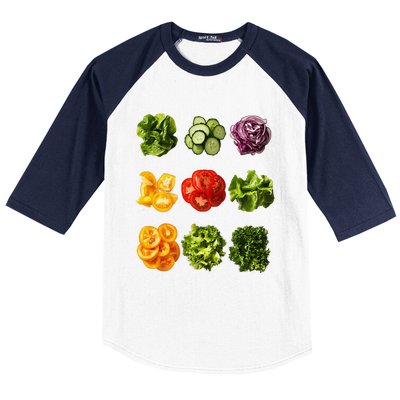 Saladkit Vegetable Motif Garden Saladkit Baseball Sleeve Shirt