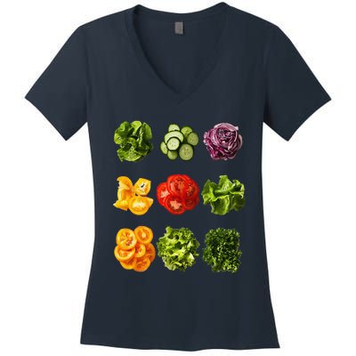 Saladkit Vegetable Motif Garden Saladkit Women's V-Neck T-Shirt