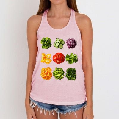 Saladkit Vegetable Motif Garden Saladkit Women's Knotted Racerback Tank