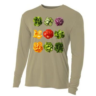 Saladkit Vegetable Motif Garden Saladkit Cooling Performance Long Sleeve Crew