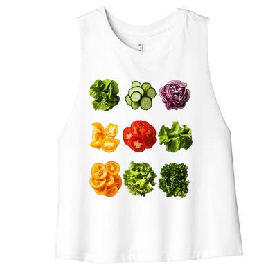 Saladkit Vegetable Motif Garden Saladkit Women's Racerback Cropped Tank