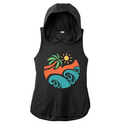 Summer Vacation Ocean Waves Ladies PosiCharge Tri-Blend Wicking Draft Hoodie Tank