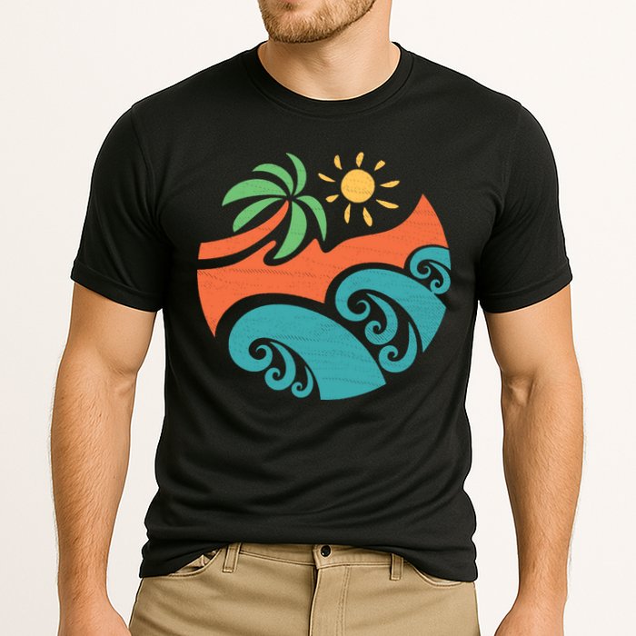 Summer Vacation Ocean Waves Cooling Performance Crew T-Shirt