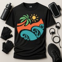 Summer Vacation Ocean Waves Cooling Performance Crew T-Shirt