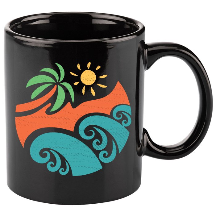 Summer Vacation Ocean Waves 11oz C Handle Ceramic Mug