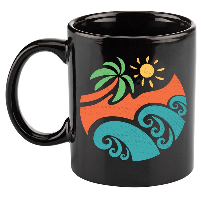 Summer Vacation Ocean Waves 11oz C Handle Ceramic Mug