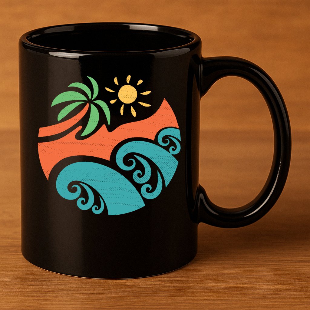 Summer Vacation Ocean Waves 11oz C Handle Ceramic Mug