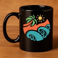 Summer Vacation Ocean Waves 11oz C Handle Ceramic Mug