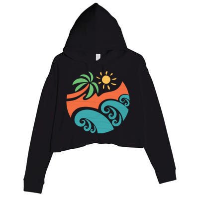 Summer Vacation Ocean Waves Crop Fleece Hoodie