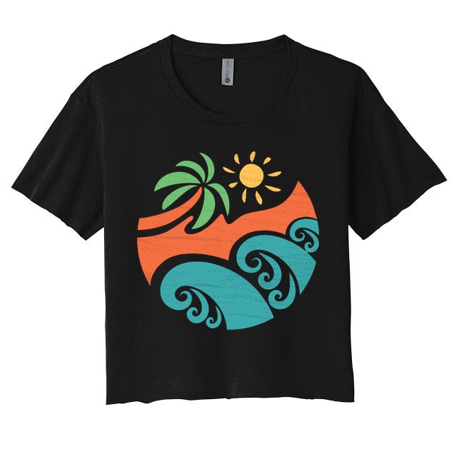 Summer Vacation Ocean Waves Crop Top