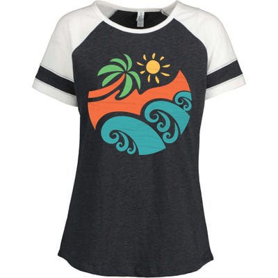 Summer Vacation Ocean Waves Enza Ladies Jersey Colorblock Tee