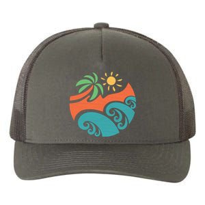 Summer Vacation Ocean Waves Yupoong Adult 5-Panel Trucker Hat