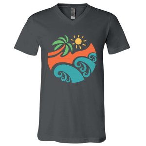 Summer Vacation Ocean Waves V-Neck T-Shirt