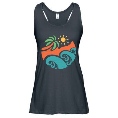 Summer Vacation Ocean Waves Ladies Essential Flowy Tank