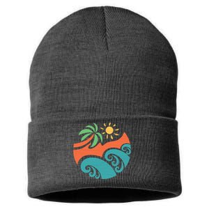 Summer Vacation Ocean Waves Sustainable Knit Beanie