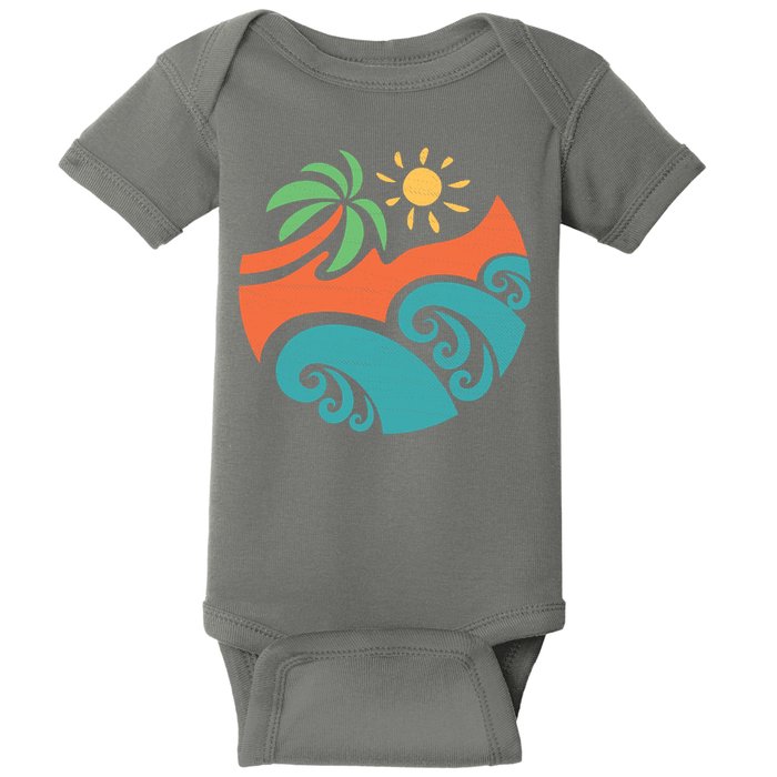 Summer Vacation Ocean Waves Baby Bodysuit