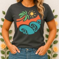 Summer Vacation Ocean Waves Womens T-Shirt