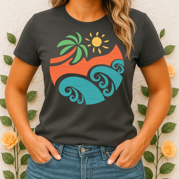 Summer Vacation Ocean Waves Womens T-Shirt