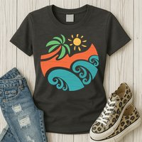 Summer Vacation Ocean Waves Womens T-Shirt