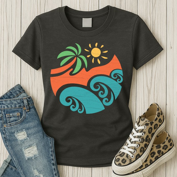 Summer Vacation Ocean Waves Womens T-Shirt