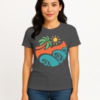 Summer Vacation Ocean Waves Womens T-Shirt