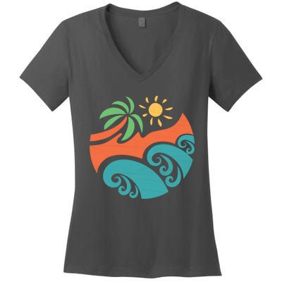 Summer Vacation Ocean Waves Women's V-Neck T-Shirt