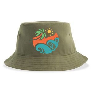 Summer Vacation Ocean Waves Sustainable Bucket Hat