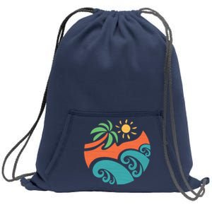 Summer Vacation Ocean Waves Sweatshirt Cinch Pack Bag